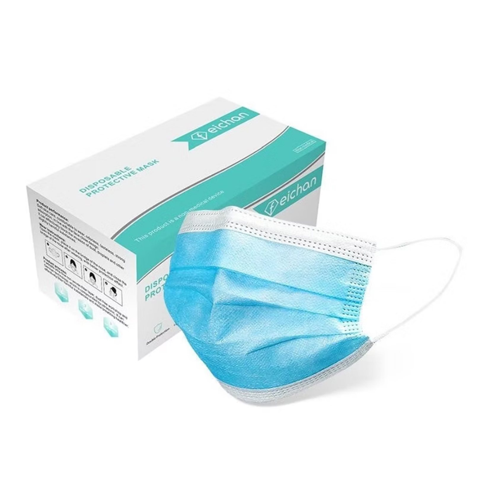 Disposable 3-ply Face Mask, Blue, Ctn of 2000