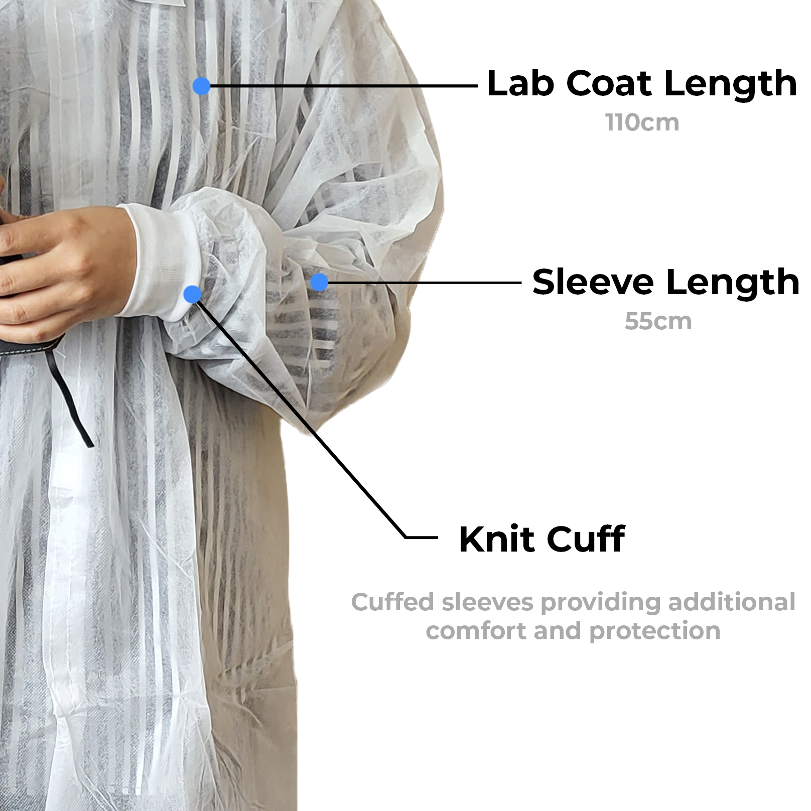 Disposable Lab & dust coat, Ctn of 100